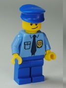Police - City Shirt with Dark Blue Tie and Gold Badge, Blue Legs, Blue Police Hat, Crooked Smile 