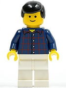 Plaid Button Shirt, White Legs, Black Male Hair, Standard Grin 