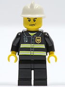 Fire - Reflective Stripes, Black Legs, White Fire Helmet, Angry Eyebrows 
