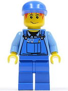 Overalls with Tools in Pocket Blue, Blue Cap, Messy Red Hair 