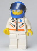 Doctor - Jacket with Zipper and EMT Star of Life - White Legs, Blue Helmet, Trans-Black Visor, Silver Sunglasses 