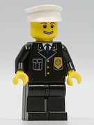 Police - City Suit with Blue Tie and Badge, Black Legs, Thin Grin with Teeth, White Hat 