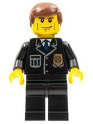 Police - City Suit with Blue Tie and Badge, Black Legs, Vertical Cheek Lines, Reddish Brown Hair 