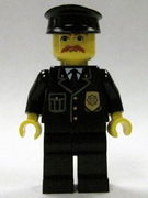 Police - City Suit with Blue Tie and Badge, Black Legs, Brown Moustache, Black Hat 