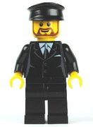 Suit Black, Black Police Hat, Brown Beard Rounded - Tram Driver 