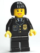 Police - City Suit with Blue Tie and Badge, Black Legs, Black Bob Cut Hair 