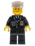 Police - City Suit with Blue Tie and Badge, Black Legs, Black Eyebrows, White Hat 