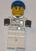 Spacesuit, White Legs, Blue Short Bill Cap, Black Eyebrows 