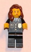 Police - City Suit with Blue Tie and Badge, Black Legs, Reddish Brown Female Hair over Shoulder 