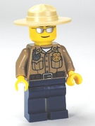 Forest Police - Dark Tan Shirt with Pockets, Radio and Gold Badge, Dark Blue Legs, Campaign Hat, Silver Sunglasses 