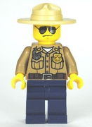 Forest Police - Dark Tan Shirt with Pockets, Radio and Gold Badge, Dark Blue Legs, Campaign Hat, Black and Silver Sunglasses 