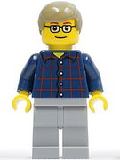 Plaid Button Shirt, Light Bluish Gray Legs, Dark Tan Male Hair, Glasses 