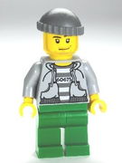 Police - Jail Prisoner 60675 Hoodie over Prison Stripes, Green Legs, Dark Bluish Gray Knit Cap 