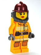 Fire - Bright Light Orange Fire Suit with Utility Belt, Dark Red Fire Helmet, Yellow Airtanks, Red Lips 