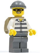 Police - Jail Prisoner 50380 Prison Stripes, Dark Bluish Gray Legs, Dark Bluish Gray Knit Cap, Backpack, Mask 