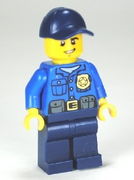 Police - City Officer, Gold Badge, Dark Blue Cap with Hole, Lopsided Grin 