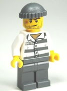 Police - Jail Prisoner 86753 Prison Stripes, Dark Bluish Gray Knit Cap 