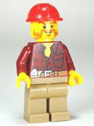 Flannel Shirt with Pocket and Belt, Dark Tan Legs, Red Construction Helmet, Beard 