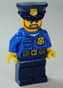Police - City Officer, Gold Badge, Police Hat, Beard 