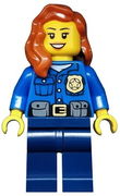 Police - City Officer, Gold Badge, Dark Orange Female Hair over Shoulder 