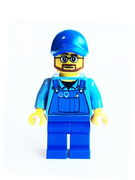 Overalls with Tools in Pocket Blue, Blue Cap with Hole, Beard and Glasses 