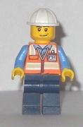 Space Engineer, Male, Orange Vest, Dark Blue Legs, White Construction Helmet, Stubble 