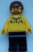 Lego Store Employee, Black Legs, Beard and Glasses 