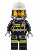 Fire - Reflective Stripes with Utility Belt, White Fire Helmet, Breathing Neck Gear with Airtanks, Trans Black Visor, Peach Lips Open Mouth Smile 