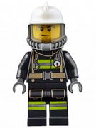 Fire - Reflective Stripes with Utility Belt, White Fire Helmet, Breathing Neck Gear with Airtanks, Trans Black Visor, Sweat Drops 