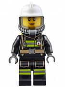 Fire - Reflective Stripes with Utility Belt, White Fire Helmet, Breathing Neck Gear with Airtanks, Trans Black Visor, Peach Lips Smile 