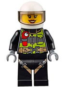 Fire - Reflective Stripes with Utility Belt and Flashlight, White Helmet, Trans-Black Visor, Peach Lips Open Mouth Smile 