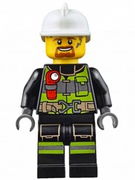 Fire - Reflective Stripes with Utility Belt and Flashlight, White Fire Helmet, Brown Moustache and Goatee, Soot Marks 