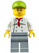 Chef - White Torso with 8 Buttons, Light Bluish Gray Legs, Lime Short Bill Cap (Fire Station Hot Dog Vendor) 