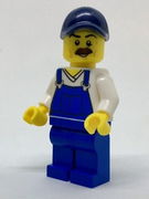 Beach Janitor - Blue Overalls and Dark Blue Cap 