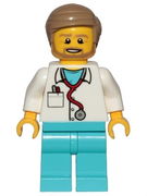 Doctor - Stethoscope, Medium Azure Legs, Dark Tan Smooth Hair, Beard 