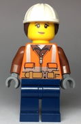 Construction Worker, Female, Helmet with Ponytail, Closed Mouth with Peach Lips 