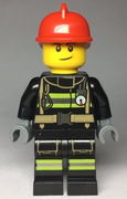 Fire - Reflective Stripes with Utility Belt, Red Fire Helmet, Lopsided Smile 
