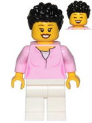 Mom - Bright Pink Female Top, White Legs, Black Hair Coiled and Short 