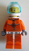 Astronaut - Male, Orange Spacesuit with Dark Bluish Gray Lines, Trans Light Blue Large Visor, Stubble, Moustache and Sideburns 
