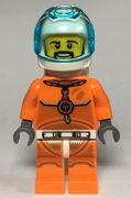 Astronaut - Male, Orange Spacesuit with Dark Bluish Gray Lines, Trans Light Blue Large Visor, Black Angular Beard 