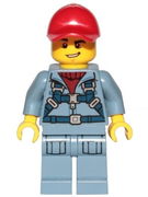 Ocean Mini-Submarine Pilot  - Male, Harness, Sand Blue Legs with Pockets, Red Cap, Lopsided Grin 