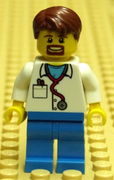 Doctor - Stethoscope, Dark Azure Legs, Reddish Brown Hair, Beard 