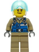 Wildlife Rescue Pilot - Female, Blue Vest, White Helmet, Dark Tan Legs, Smirk 