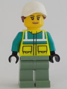 Ambulance Driver - Female, Dark Turquoise and Neon Yellow Safety Vest, Sand Green Legs 