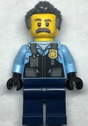 Police - Officer Sam Grizzled, Bright Light Blue Jacket, Dark Blue Legs, Dark Bluish Gray Hair 