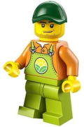Farmer - Male, Lime Overalls over Orange Shirt, Lime Legs, Dark Green Cap