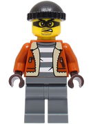 Police - City Bandit Crook Male, Dark Orange Jacket, Dark Bluish Gray Legs, Black Knit Cap