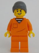 Police - City Jail Prisoner Male, Orange Prison Jumpsuit, Dark Bluish Gray Beanie, Scruff Mark