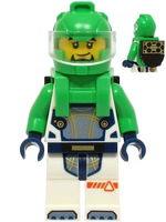 Astronaut - Male, White Spacesuit with Bright Green Arms, Bright Green Helmet, Bright Green Backpack with Solar Panel, Goatee