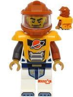 Astronaut - Male, White Spacesuit with Dark Orange and Pearl Dark Gray Arms, Dark Orange Helmet, Bright Light Orange Armor with Ingot